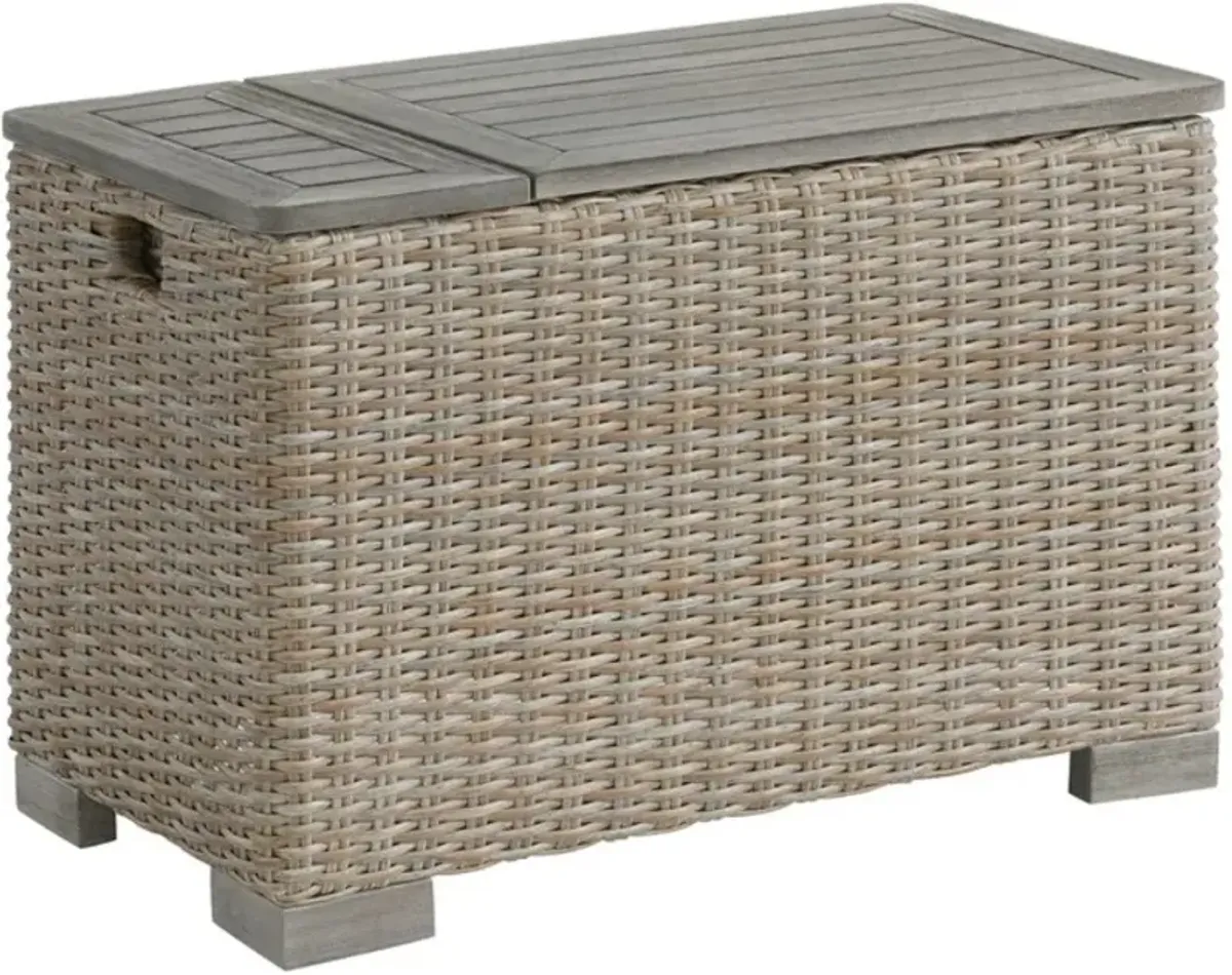 Elements International Ollie Tan Aluminum Outdoor Accent Table with Cooler Box