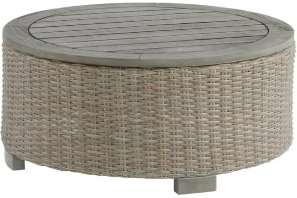 Elements International Ollie Tan Rattan Round Outdoor Coffee Table