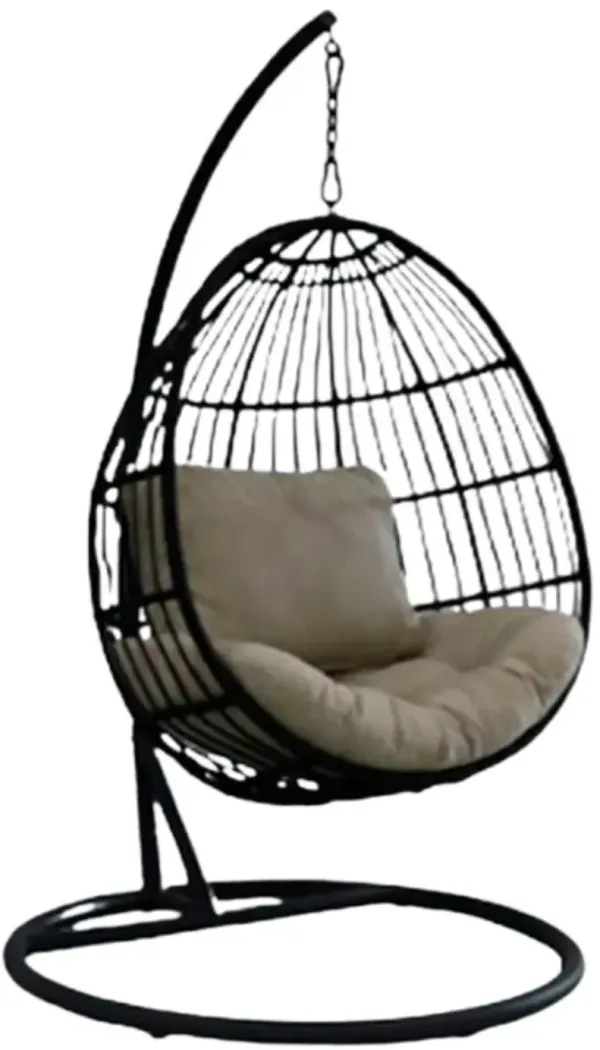 Elements International Playa Black Olefin/Steel Swing Egg Chair