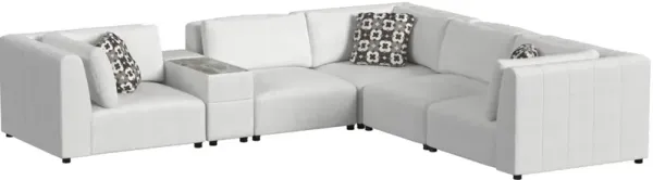 Elements International Zandara 6-Piece Beige Fabric Outdoor Modular Sectional