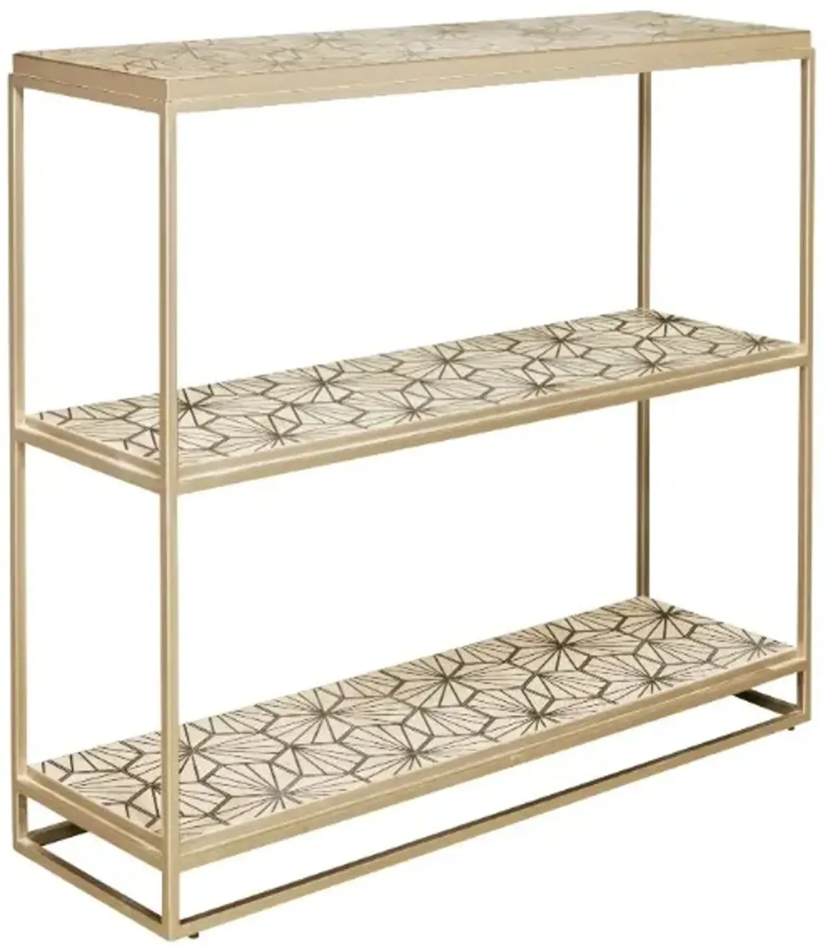 Pulaski Beige Top Console Table with Gold Base