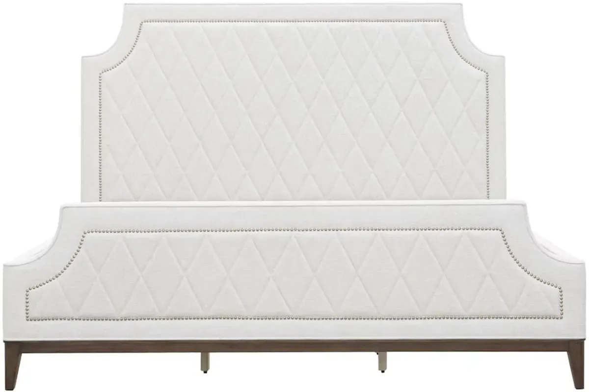 Pulaski Asher Park Piano Brown/White King Upholstered Panel Bed