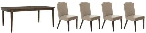 Pulaski Asher Park 5-Piece Beige/Piano Brown Dining Set