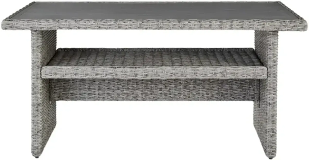 Signature Design by AshleyÂ® Naples Beach Light Gray Outdoor Stainless Steel/Wicker Multi-Use Table