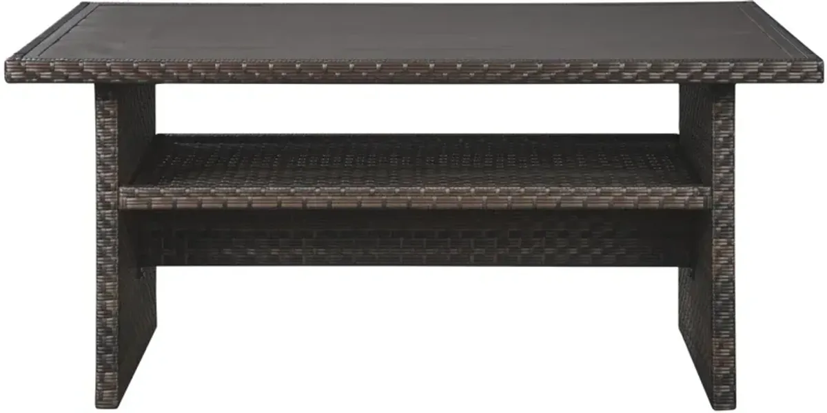 Signature Design by AshleyÂ® Easy Isle Beige/Dark Brown Outdoor Aluminum/Wicker Multi-Use Table