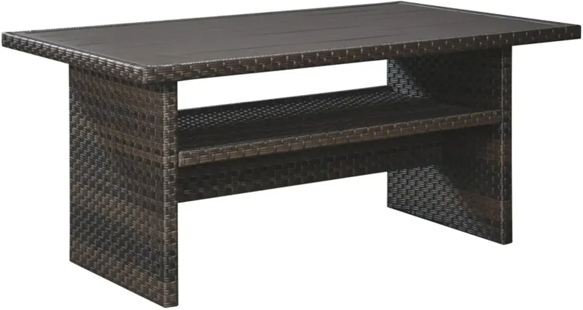 Signature Design by AshleyÂ® Easy Isle Beige/Dark Brown Outdoor Aluminum/Wicker Multi-Use Table