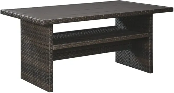 Signature Design by AshleyÂ® Easy Isle Beige/Dark Brown Outdoor Aluminum/Wicker Multi-Use Table