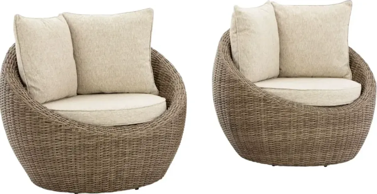 Signature Design by AshleyÂ® Danson Beige Set of 2 Swivel Lounge Chairs