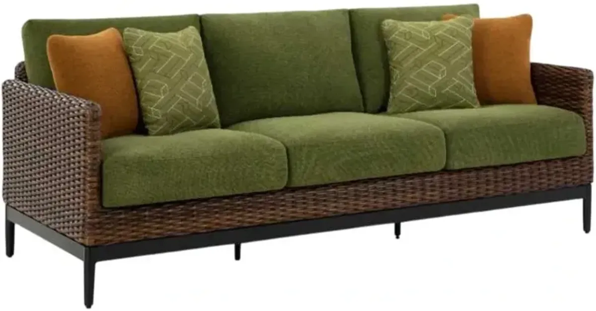 Signature Design by AshleyÂ® Horizon Hall Brown/Green Aluminum/Fabric Outdoor Sofa