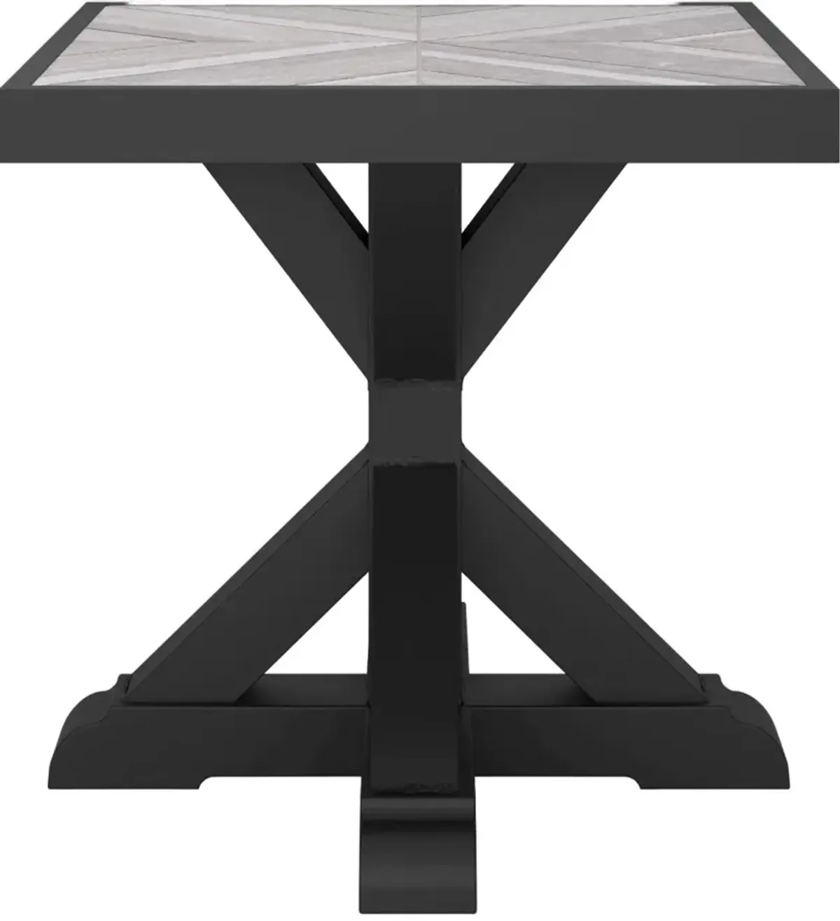 Signature Design by AshleyÂ® Beachcroft Light Gray Aluminum/Resin Outdoor End Table with Black Base