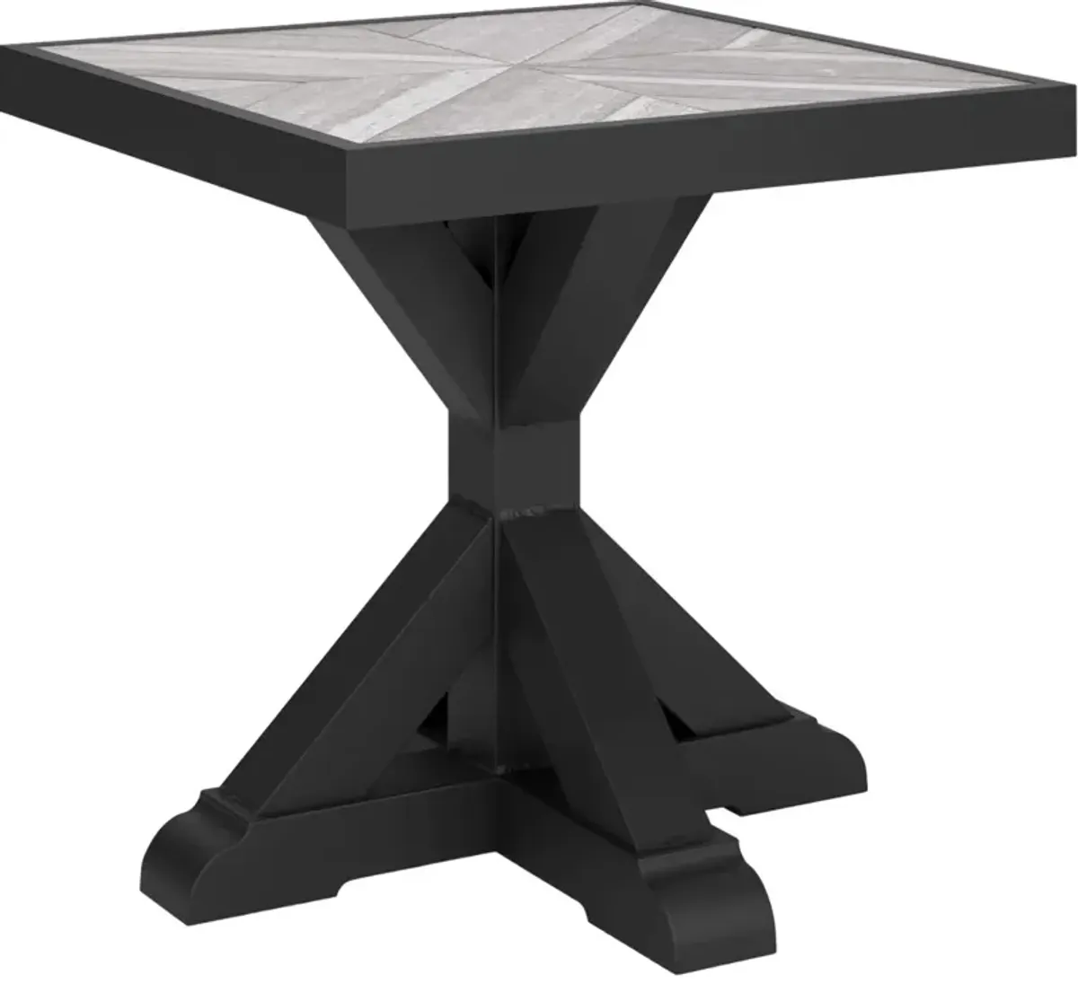 Signature Design by AshleyÂ® Beachcroft Light Gray Aluminum/Resin Outdoor End Table with Black Base