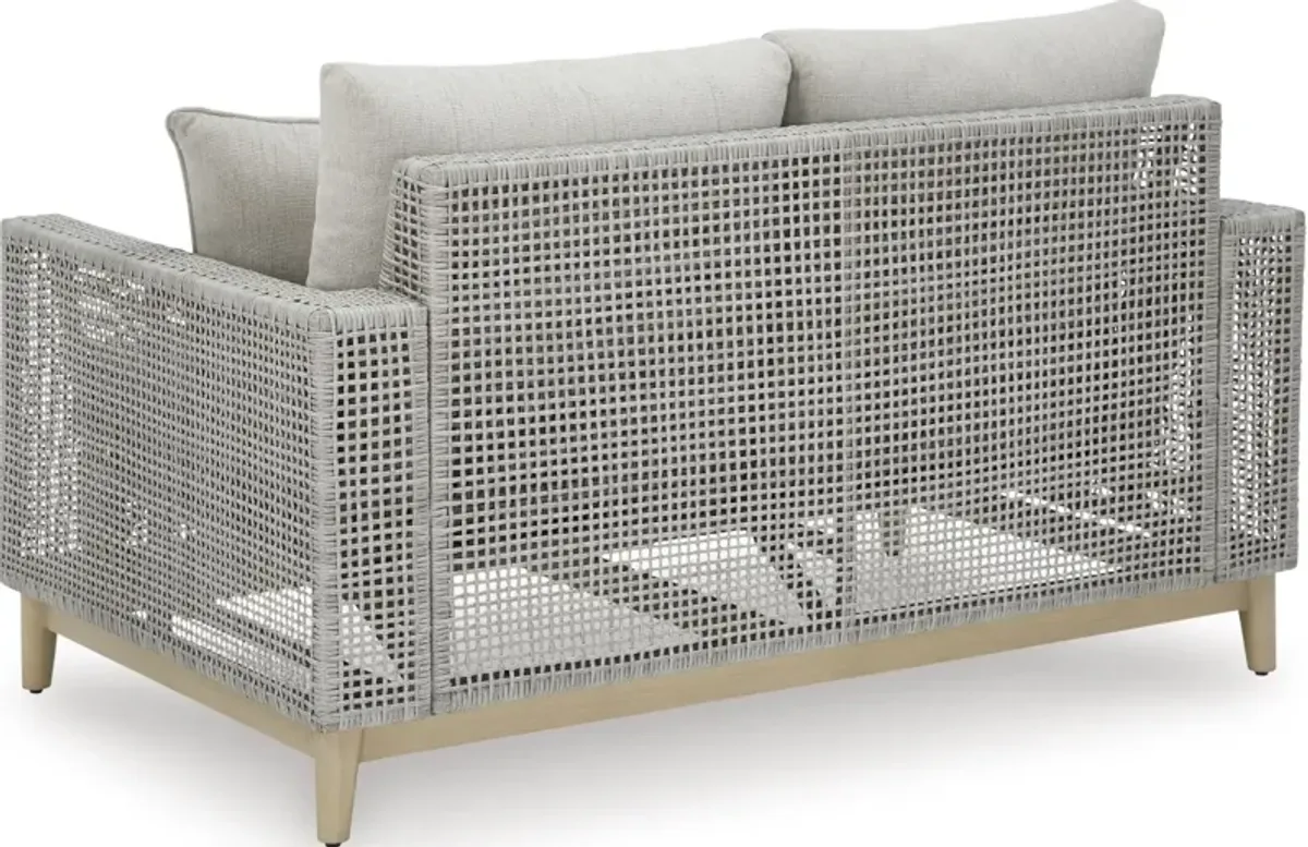 Signature Design by Ashley® Seton Creek Gray Aluminum/Resin Outdoor Loveseat with Cushion