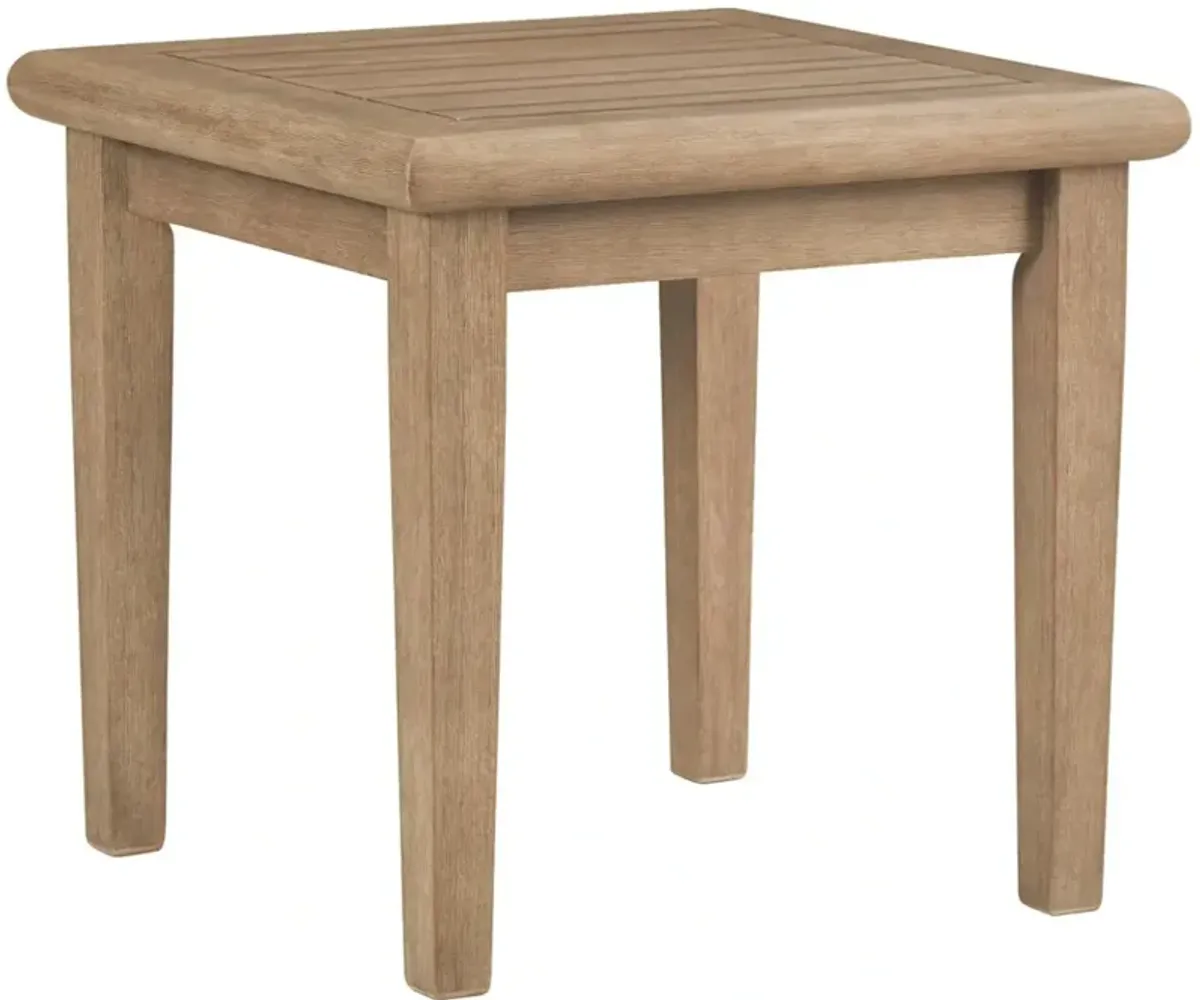 Signature Design by AshleyÂ® Gerianne Grayish Brown Wooden Outdoor End Table