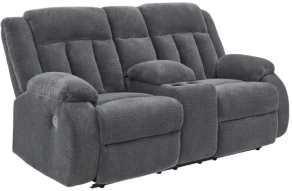 Signature Design by AshleyÂ® Observation Steel Double Power Reclining Reclining Loveseat with Console