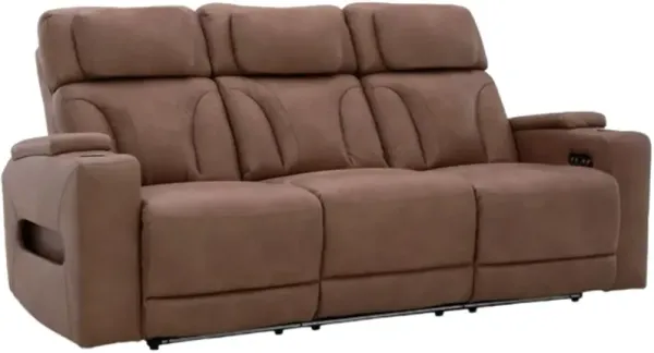 Signature Design by AshleyÂ® Clean-Slate Caramel Power Reclining Sofa with Adjustable Headrest