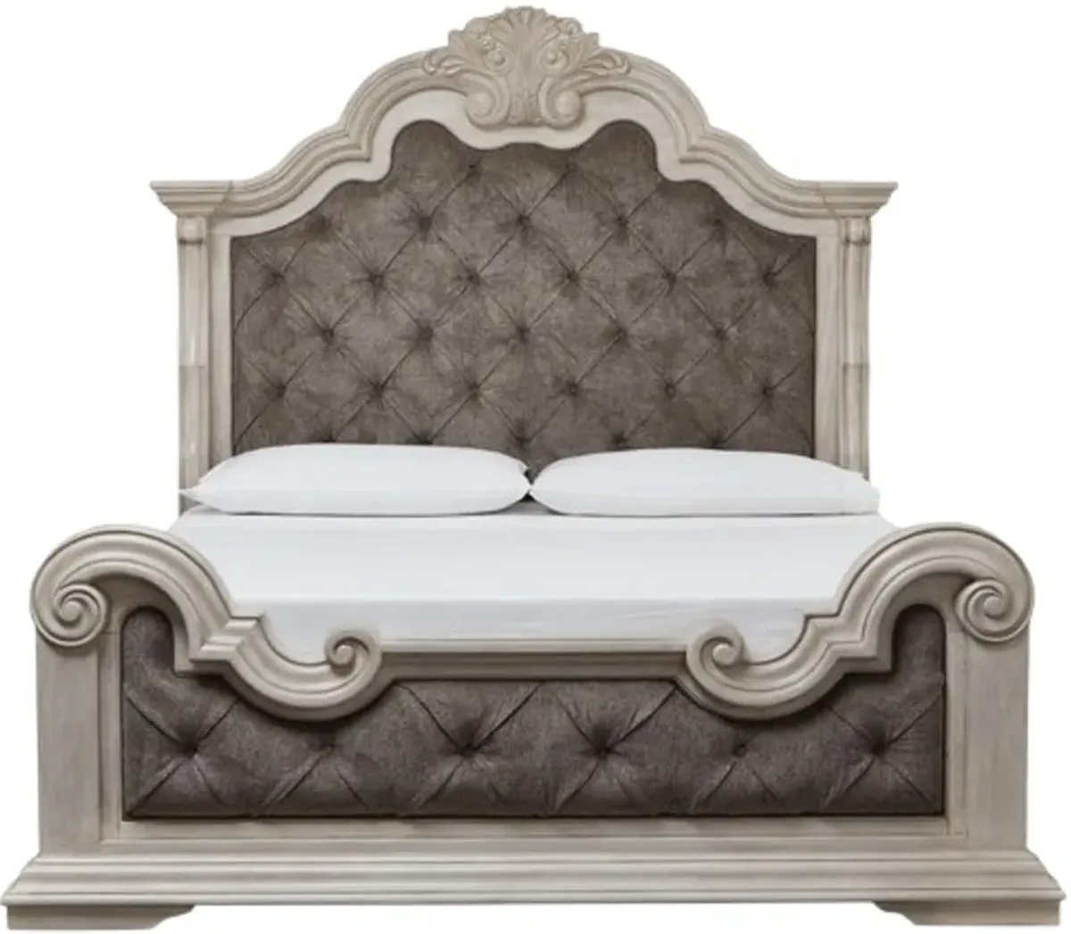 Signature Design by AshleyÂ® Bruchandi Antique White/Gray Queen Upholstered Panel Bed