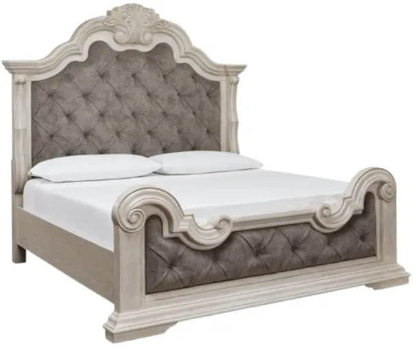 Signature Design by AshleyÂ® Bruchandi Antique White/Gray King Upholstered Panel Bed
