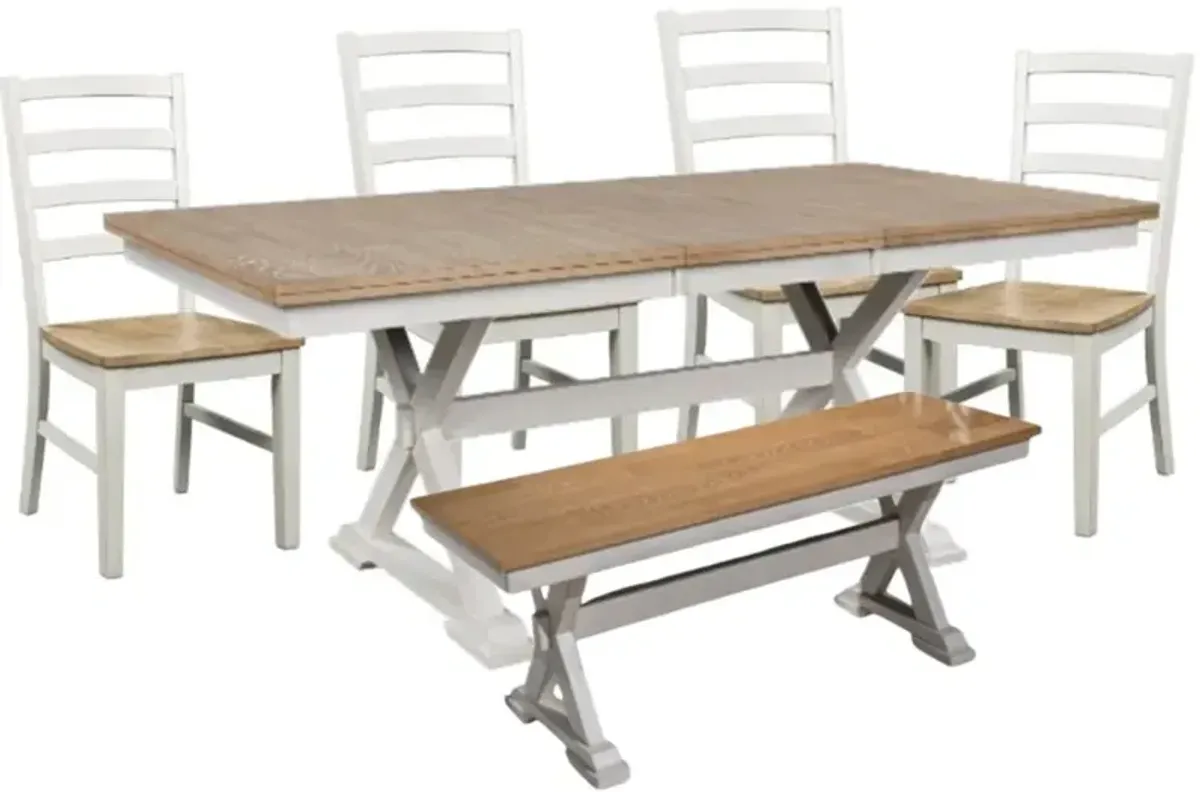 Signature Design by AshleyÂ® Purlaney 6-Piece Antique White/Natural Dining Set