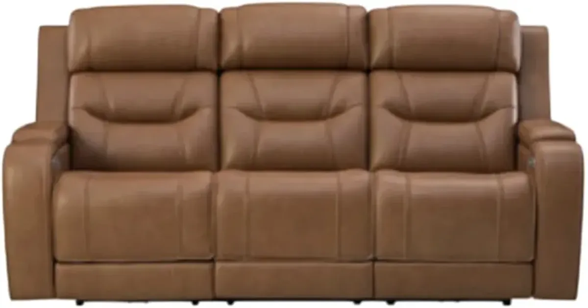 Signature Design by AshleyÂ® Knightington Caramel Power Reclining Sofa with Audio Seating