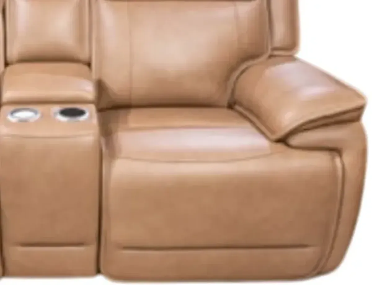 Signature Design by AshleyÂ® Glencroft Sahara Power Reclining Loveseat with Console and Adjustable Headrest