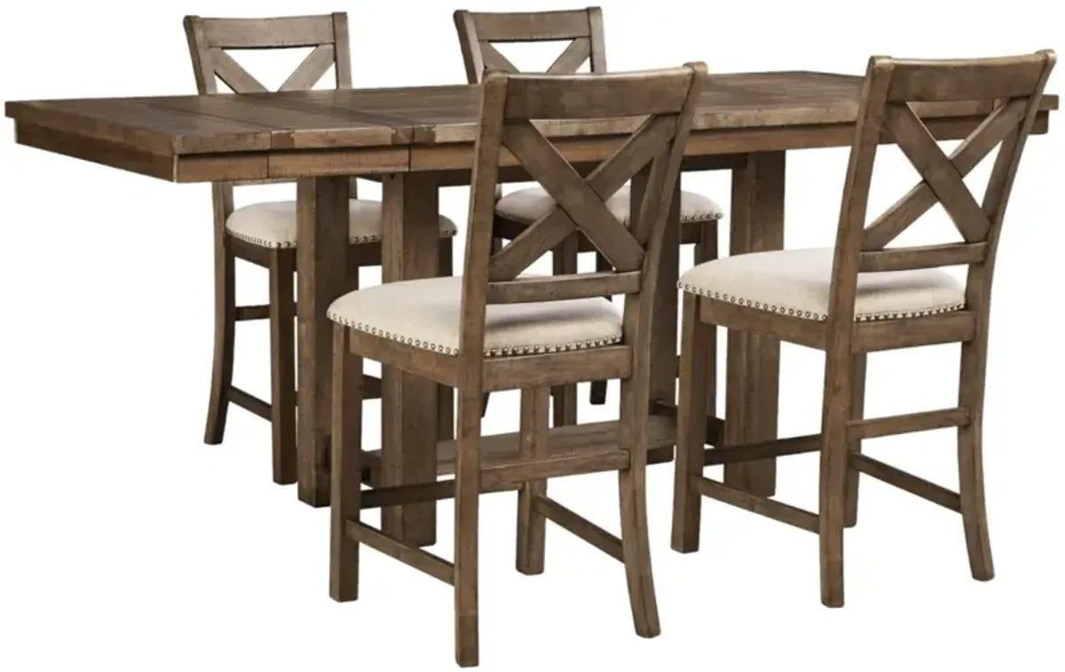 Signature Design by AshleyÂ® Moriville 5-Piece Grayish Brown Counter Height Dining Set