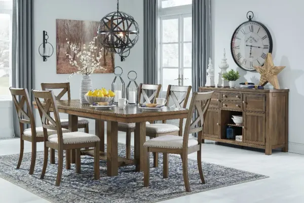 Signature Design by AshleyÂ® Moriville 7-Piece Grayish Brown Dining Set