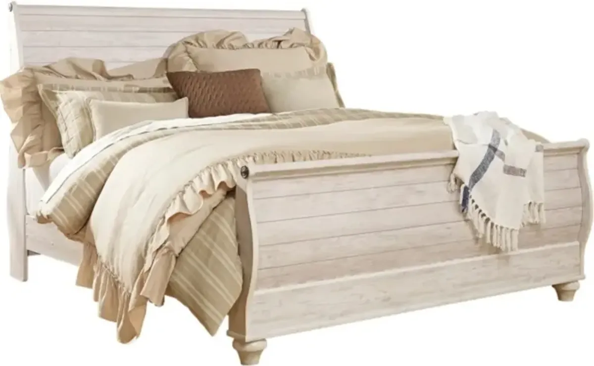 Signature Design by AshleyÂ® Willowton 3-Piece Whitewash King Sleigh Bed Set