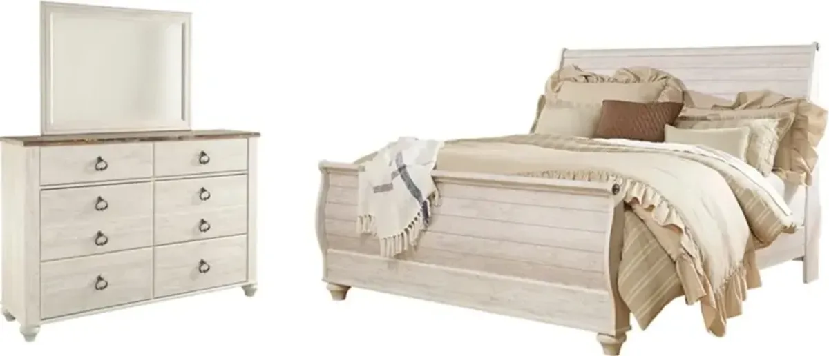 Signature Design by AshleyÂ® Willowton 3-Piece Whitewash King Sleigh Bed Set