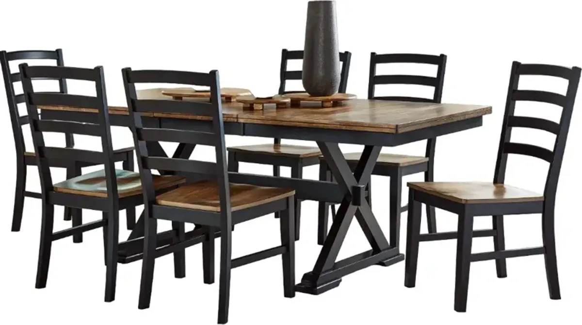 Signature Design by AshleyÂ® Wildenauer 7-Piece Brown/Black Dining Table Set