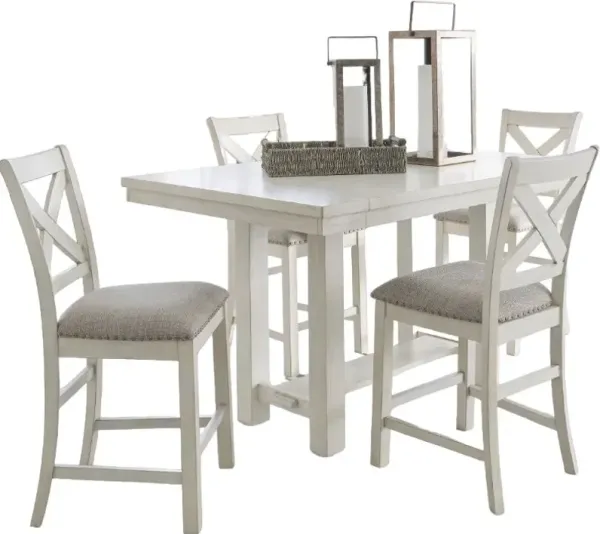 Signature Design by AshleyÂ® Robbinsdale 5-Piece Antique White Counter Height Dining Table Set