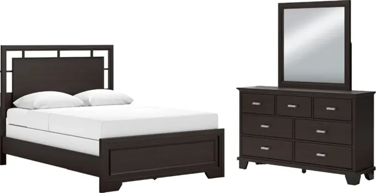 Signature Design by AshleyÂ® Covetown 3-Piece Dark Brown Queen Panel Bedroom Set