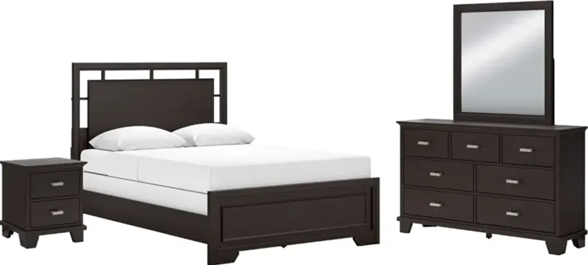 Signature Design by AshleyÂ® Covetown 4-Piece Dark Brown Queen Panel Bedroom Set