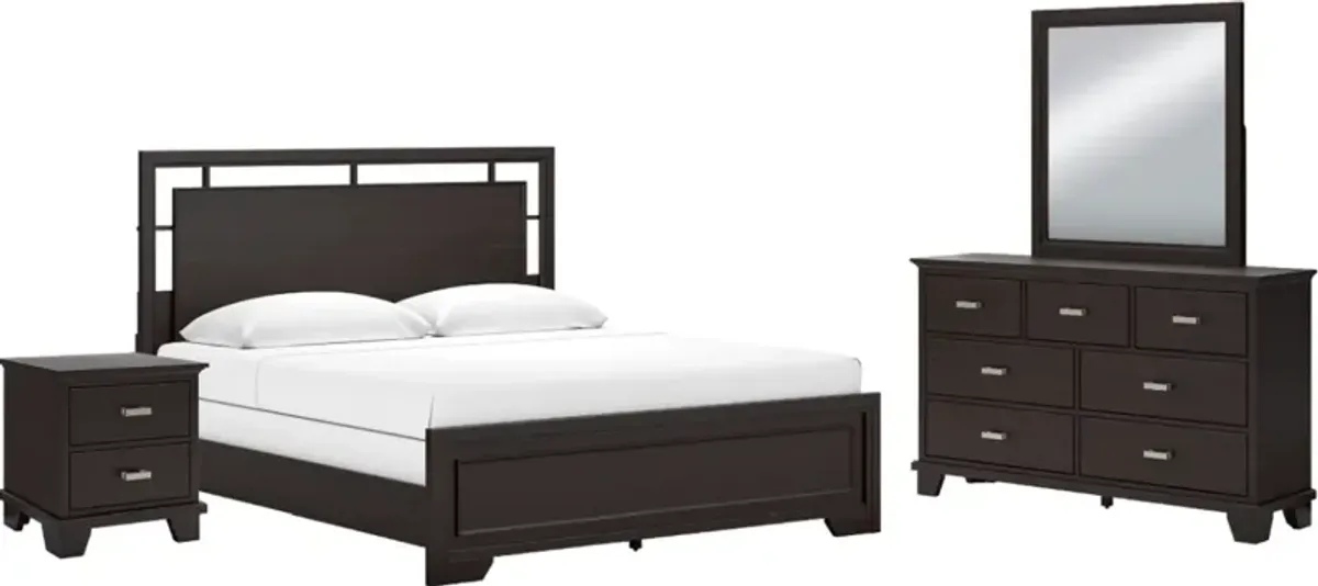 Signature Design by AshleyÂ® Covetown 4-Piece Dark Brown King Panel Bedroom Set