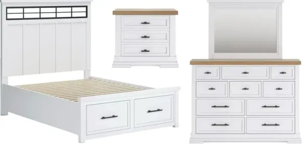 Signature Design by AshleyÂ® Ashbryn 4-Piece White/Natural Queen Panel Bed Set