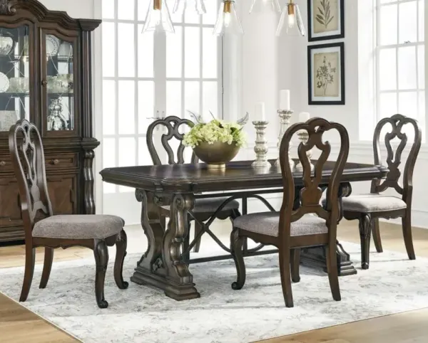 Signature Design by AshleyÂ® Maylee 5-Piece Dark Brown Dining Table Set