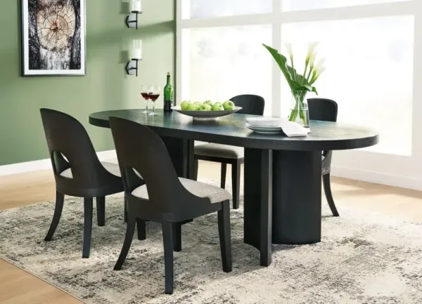 Signature Design by AshleyÂ® Rowanbeck 5-Piece Black Dining Table Set
