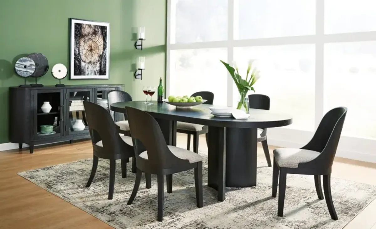 Signature Design by AshleyÂ® Rowanbeck 7-Piece Black Dining Table Set