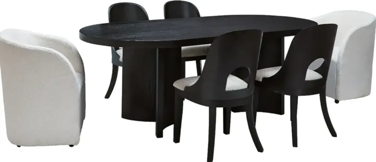 Signature Design by AshleyÂ® Rowanbeck 7-Piece Black Dining Table Set
