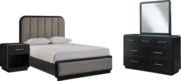 Signature Design by AshleyÂ® Rowanbeck 4-Piece Gray/Black Queen Bedroom Set
