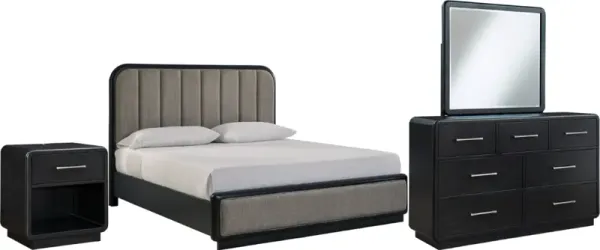 Signature Design by AshleyÂ® Rowanbeck 4-Piece Black/Gray King Bedroom Set