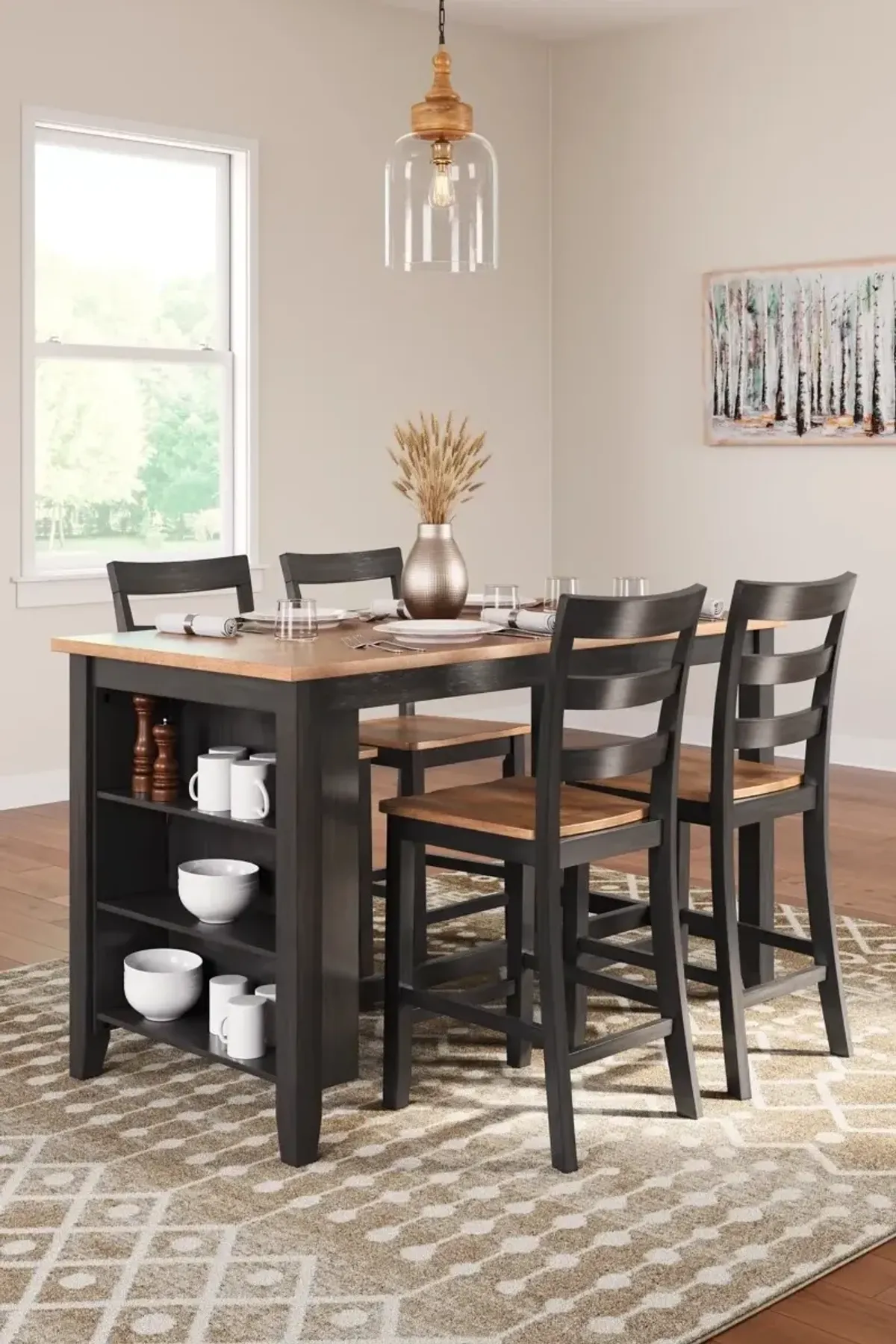 Signature Design by AshleyÂ® Gesthaven 5-Piece Natural/Brown Counter Height Dining Table Set