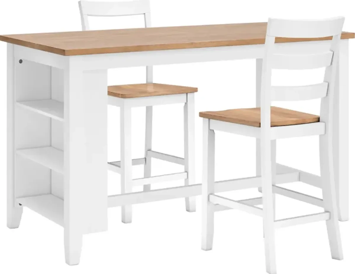 Signature Design by AshleyÂ® Gesthaven 3-Piece Natural/White Counter Height Dining Table Set