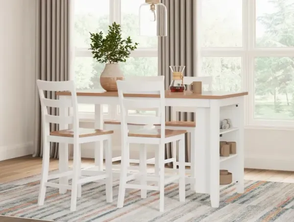 Signature Design by AshleyÂ® Gesthaven 5-Piece Natural/White Counter Height Dining Table Set