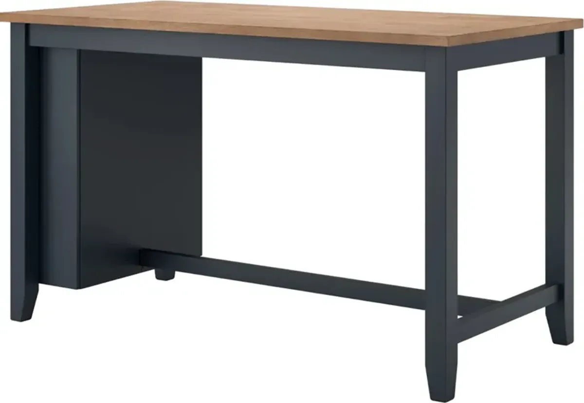 Signature Design by AshleyÂ® Gesthaven 3-Piece Natural/Blue Counter Height Dining Table Set
