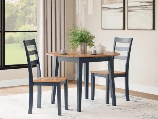 Signature Design by AshleyÂ® Gesthaven 3-Piece Natural/Blue Dining Table Set