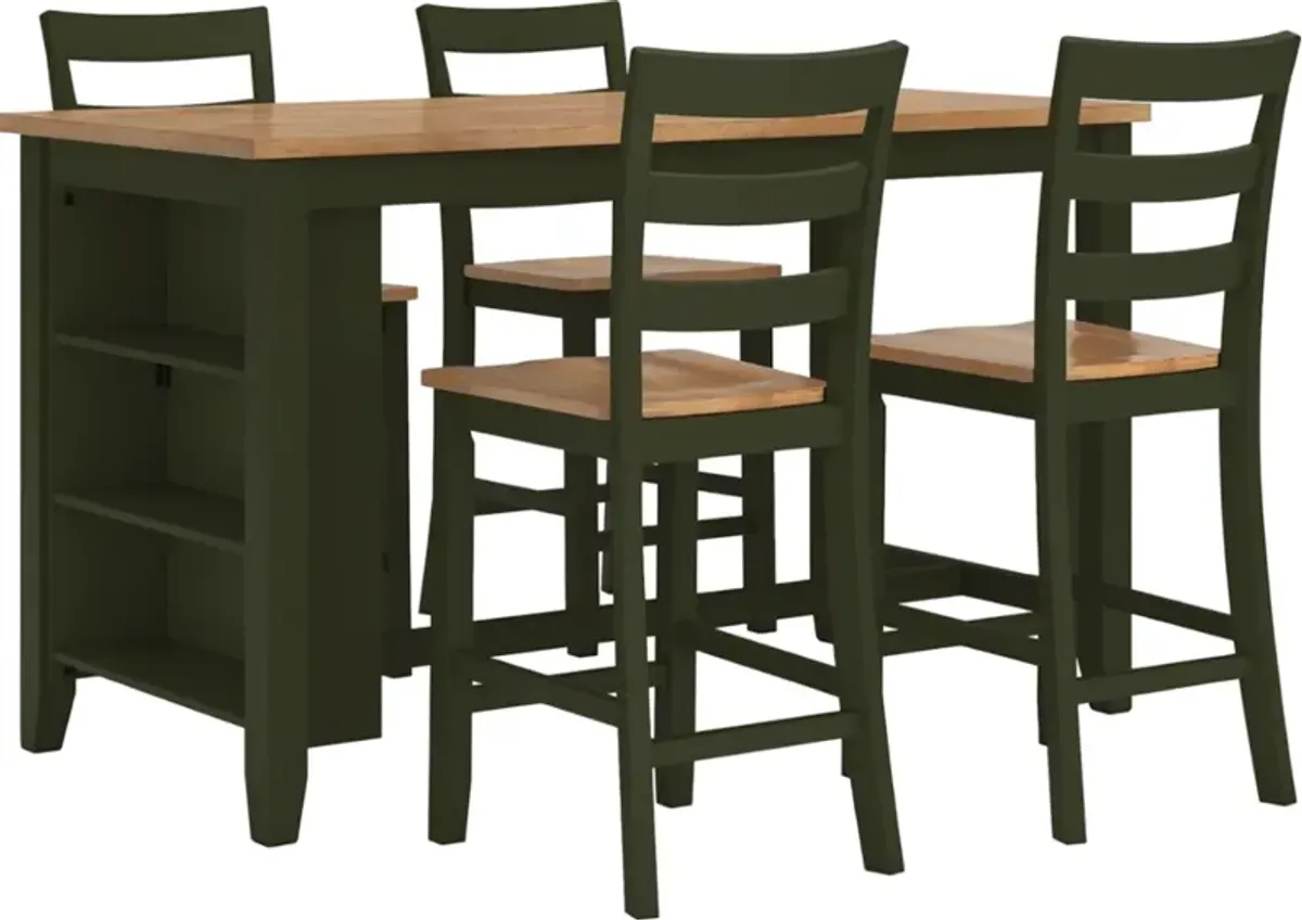 Signature Design by AshleyÂ® Gesthaven 5-Piece Natural/Green Counter Height Dining Table Set
