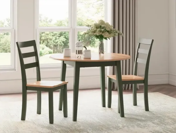 Signature Design by AshleyÂ® Gesthaven 3-Piece Natural/Green Dining Table Set