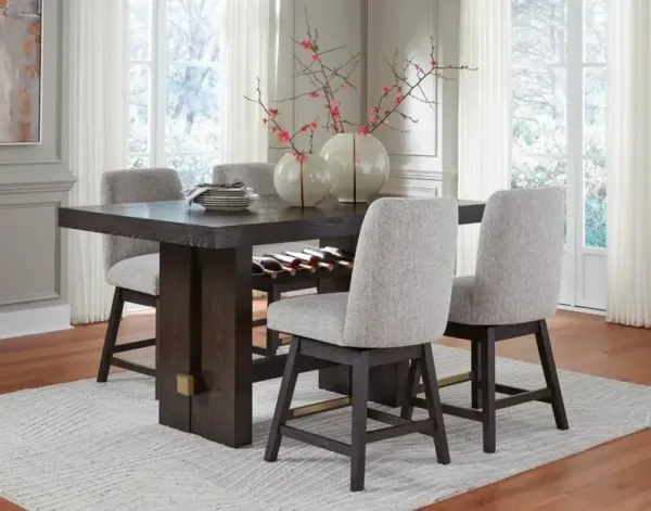 Signature Design by AshleyÂ® Burkhaus 5-Piece Dark Brown Counter Height Dining Table Set