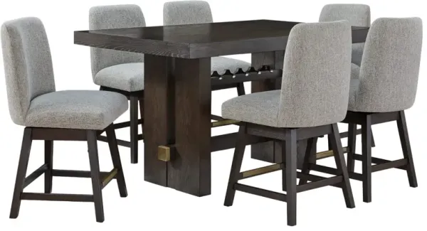 Signature Design by AshleyÂ® Burkhaus 7-Piece Dark Brown Counter Height Dining Table Set