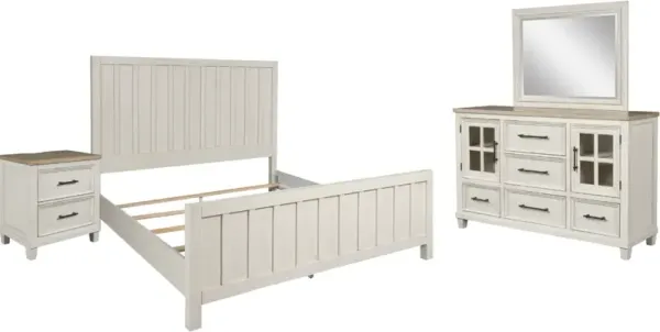 BenchcraftÂ® Shaybrock 4-Piece Antique White Queen Panel Bedroom Set